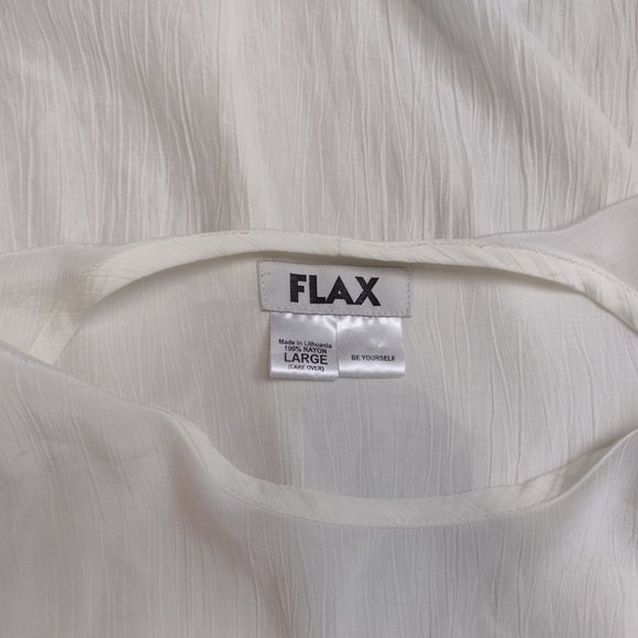 FLAX Ivory 100% Rayon Crinkle Fabric Lightweight Long Sleeve Tunic Top Large - Picture 6 of 8